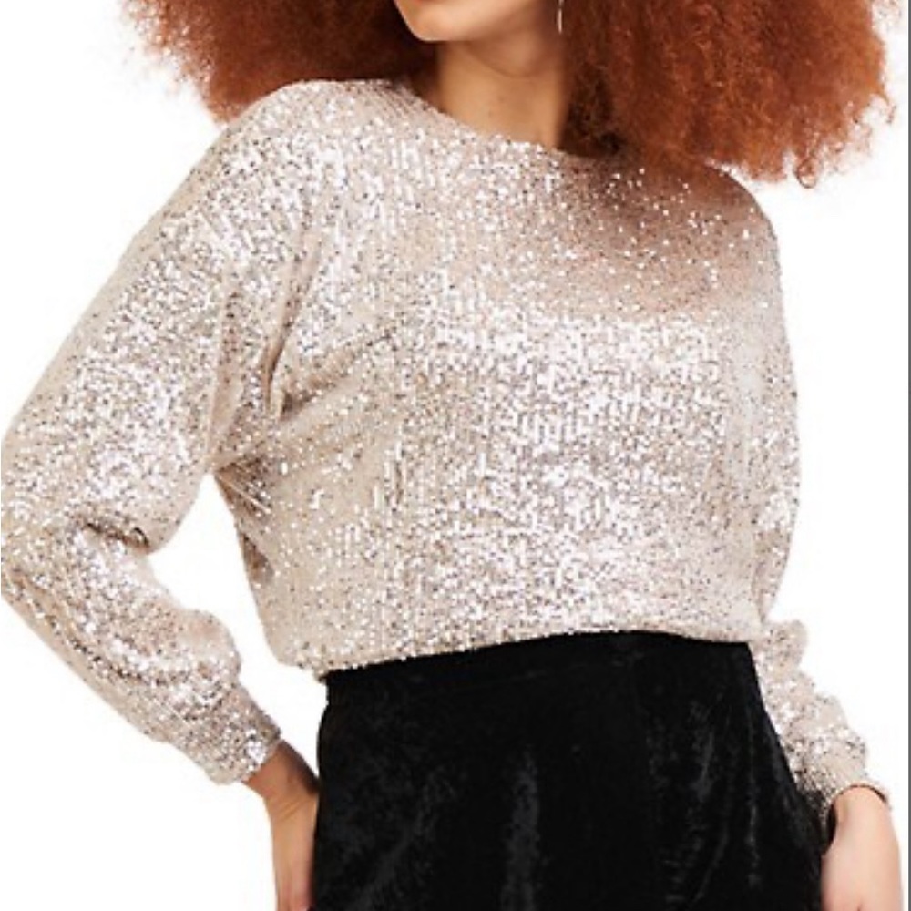 Dex Sequin Sparkle Crew Neck top
